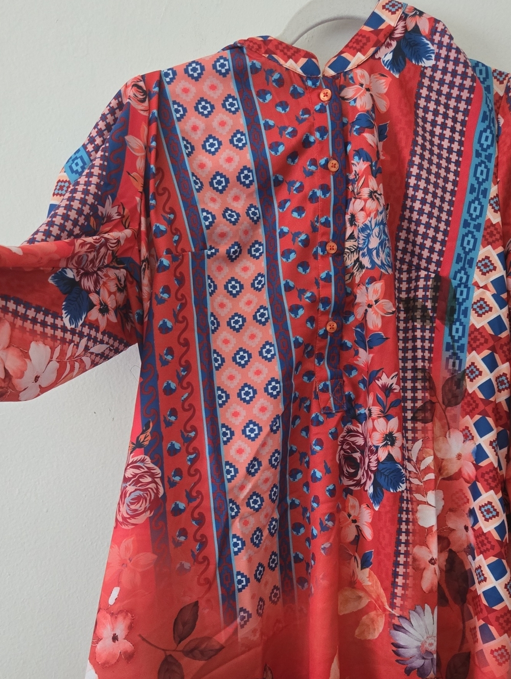 NWT Tolani Collection Boho Mixed Floral Tunic Blouse Rust Orange Sz XS QVC - Picture 4 of 7